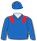 Cambridge blue, scarlet epaulettes, cambridge sleeves & cap