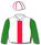 WHITE, RED STRIPE, GREEN SLEEVES, RED SEAMS CAP, GREEN POM POM