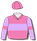 Rose, mauve sleeves & band, rose armbands & quartered cap