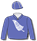 Violet, white fernleaf (b&f), violet sleeves, violet cap with white seams & white pom pom