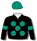 Black, emerald green spots, armbands & cap