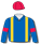 Royal blue, gold braces, red arm bands & cap