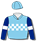SKY BLUE, DARK BLUE AND WHITE CHECKED BAND AND ARMBANDS, CHECKED CAP