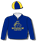 Navy blue, stylized logo in gold, navy blue & gold quartered cap