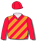 RED AND ORANGE DIAGONAL STRIPES, RED CAP