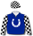ROYAL BLUE, WHITE HORSESHOE, BLACK AND WHITE CHECK SLEEVES AND CAP