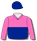 PINK AND ROYAL BLUE HALVES, ROYAL BLUE CAP, PINK POM POM