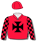 RED, BLACK MALTESE CROSS, CHECKED SLEEVES