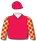RED, GOLD CHECKED SLEEVES