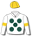 WHITE, DARK GREEN SPOTS, GOLD ARMBANDS AND CAP