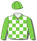 Lime green & white chequers, lime green sleeves & cap