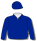 Royal blue, red stylised logo (b&f), royal blue & sky blue striped sleeves & quartered cap